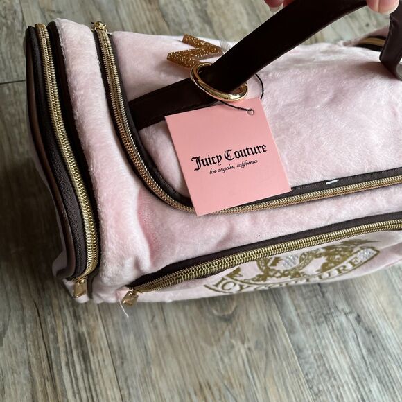 NWT Juicy Couture Bag Pink and Brown Scottish Dog Cosmetic Travel Y2K Glam - Picture 10 of 13